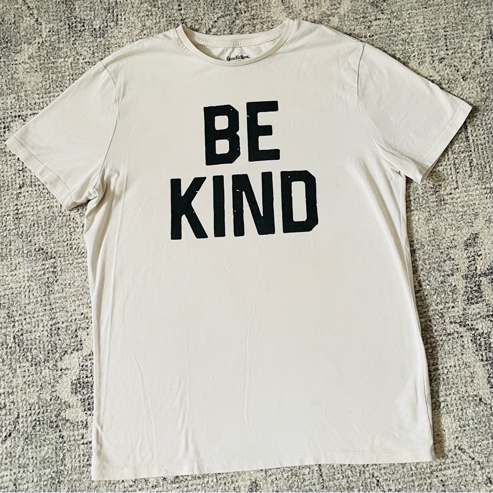 BE KIND off white t shirt short sleeve tee black letters - Picture 1 of 7